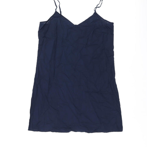 Marks and Spencer Womens Blue Cotton Tank Dress Size 12 V-Neck Pullover