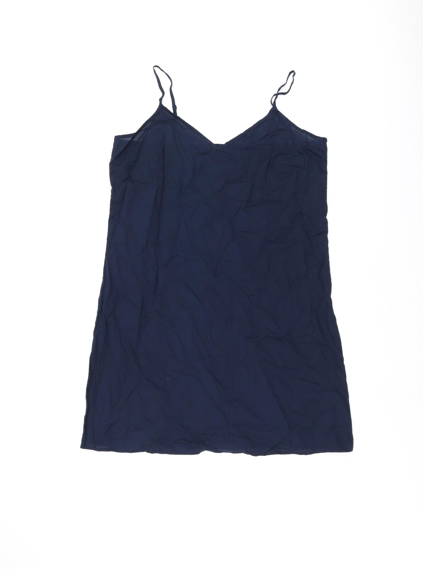 Marks and Spencer Womens Blue Cotton Tank Dress Size 12 V-Neck Pullover
