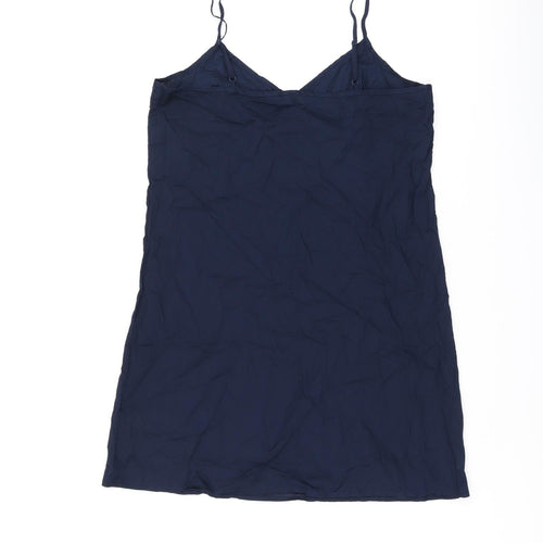 Marks and Spencer Womens Blue Cotton Tank Dress Size 12 V-Neck Pullover