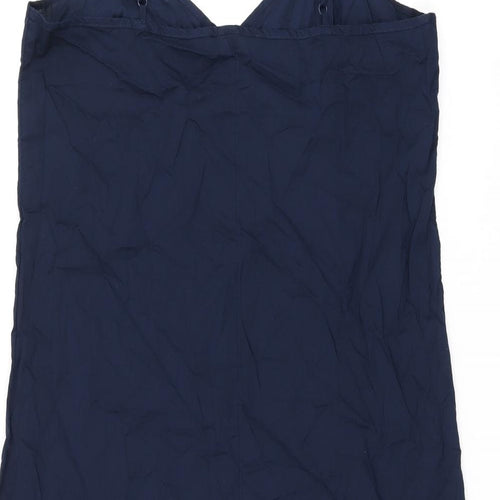 Marks and Spencer Womens Blue Cotton Tank Dress Size 12 V-Neck Pullover