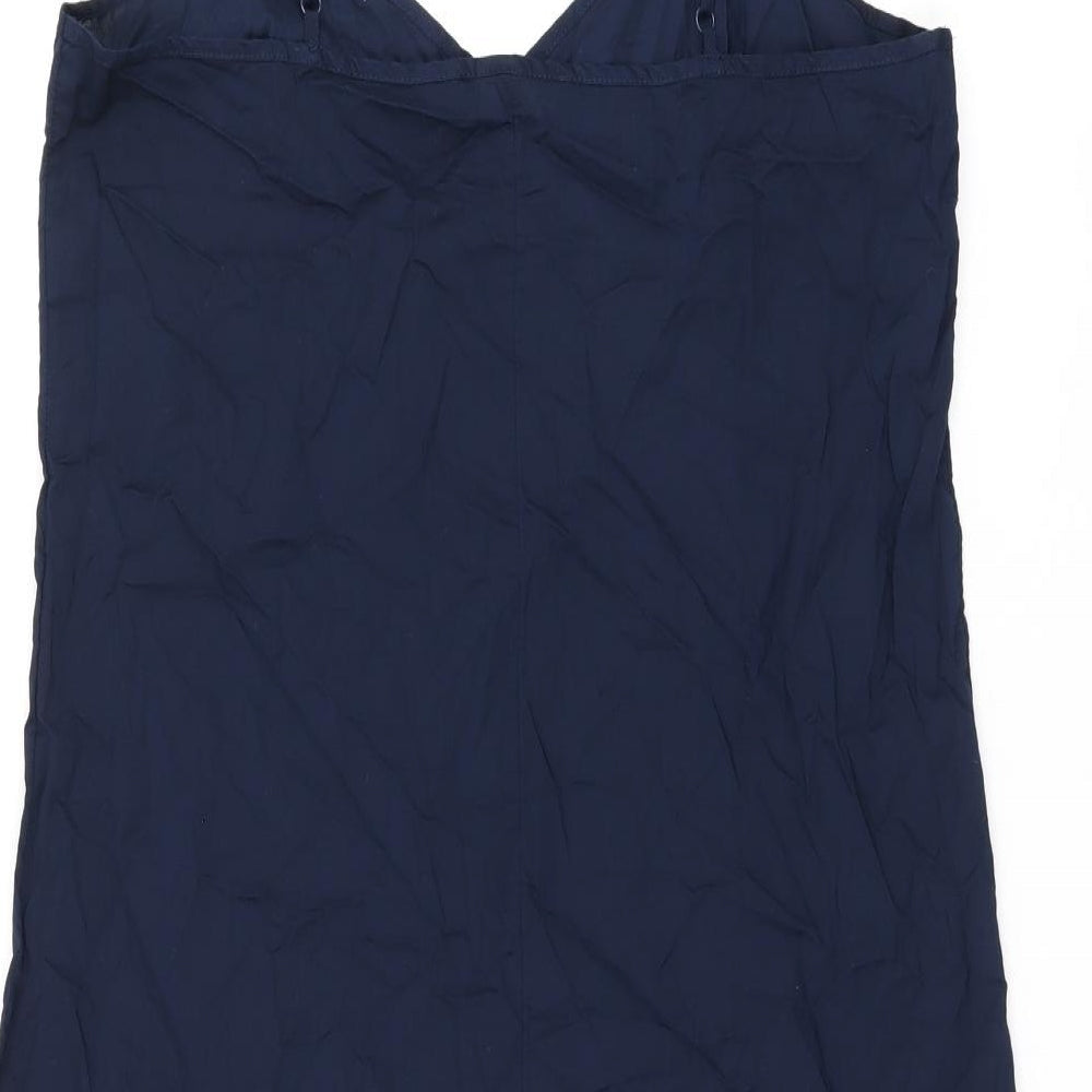 Marks and Spencer Womens Blue Cotton Tank Dress Size 12 V-Neck Pullover