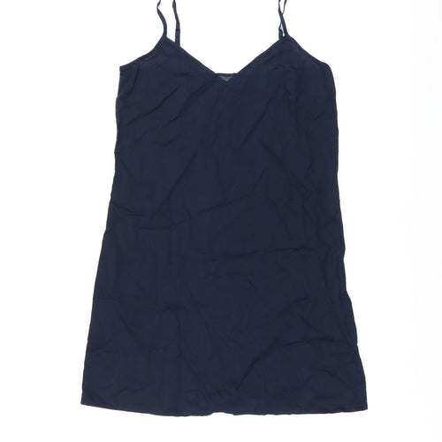 Marks and Spencer Womens Blue Cotton Tank Dress Size 8 V-Neck Pullover