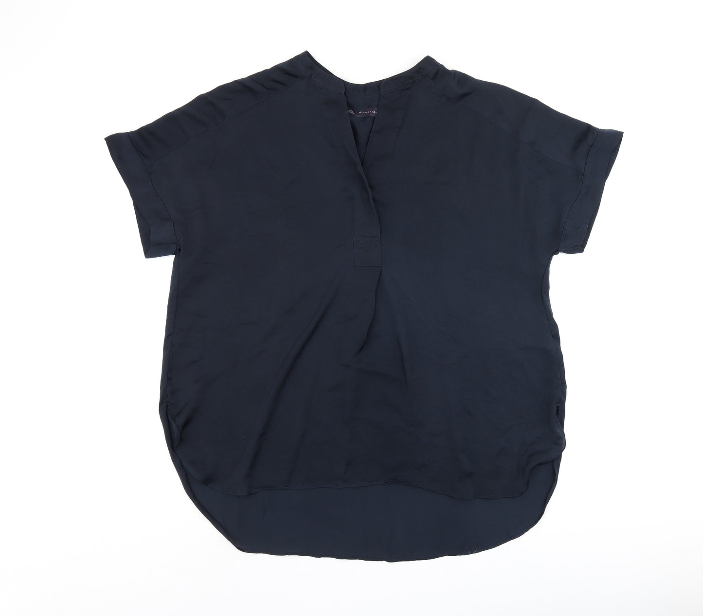 Marks and Spencer Womens Blue Polyester Basic Blouse Size 12 V-Neck