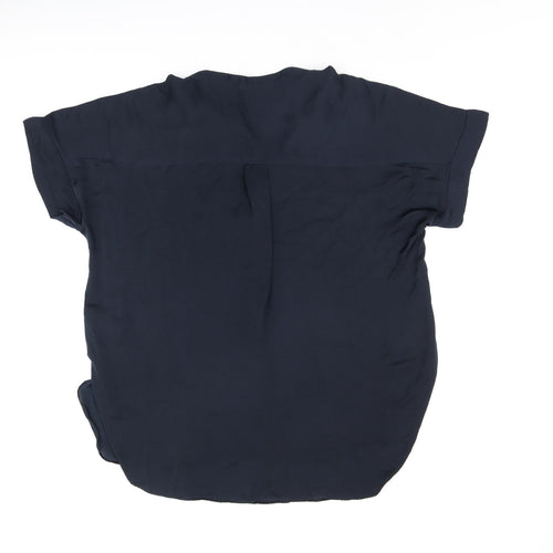 Marks and Spencer Womens Blue Polyester Basic Blouse Size 12 V-Neck