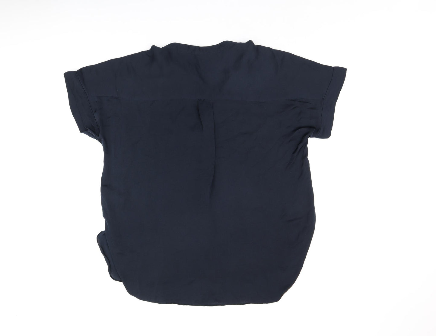 Marks and Spencer Womens Blue Polyester Basic Blouse Size 12 V-Neck