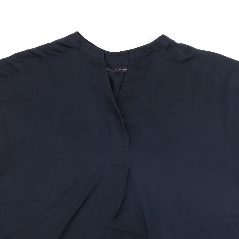 Marks and Spencer Womens Blue Polyester Basic Blouse Size 12 V-Neck