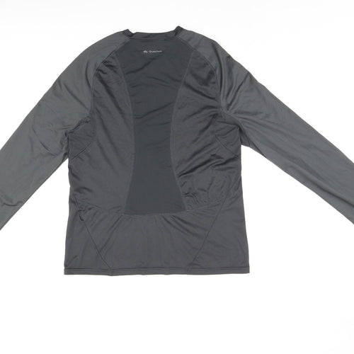 DECATHLON Mens Grey Polyester Pullover T-Shirt Size S Round Neck Pullover