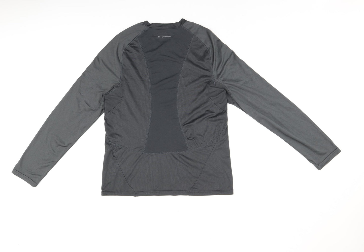 DECATHLON Mens Grey Polyester Pullover T-Shirt Size S Round Neck Pullover