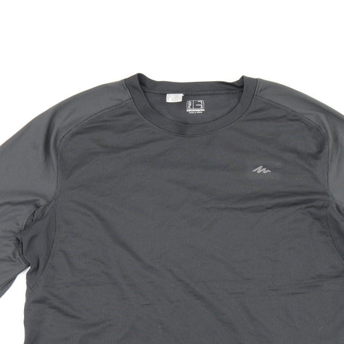 DECATHLON Mens Grey Polyester Pullover T-Shirt Size S Round Neck Pullover