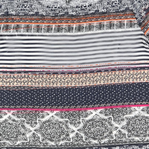 Marks and Spencer Womens Multicoloured Geometric Polyester Basic Blouse Size 14 Boat Neck - Sheer
