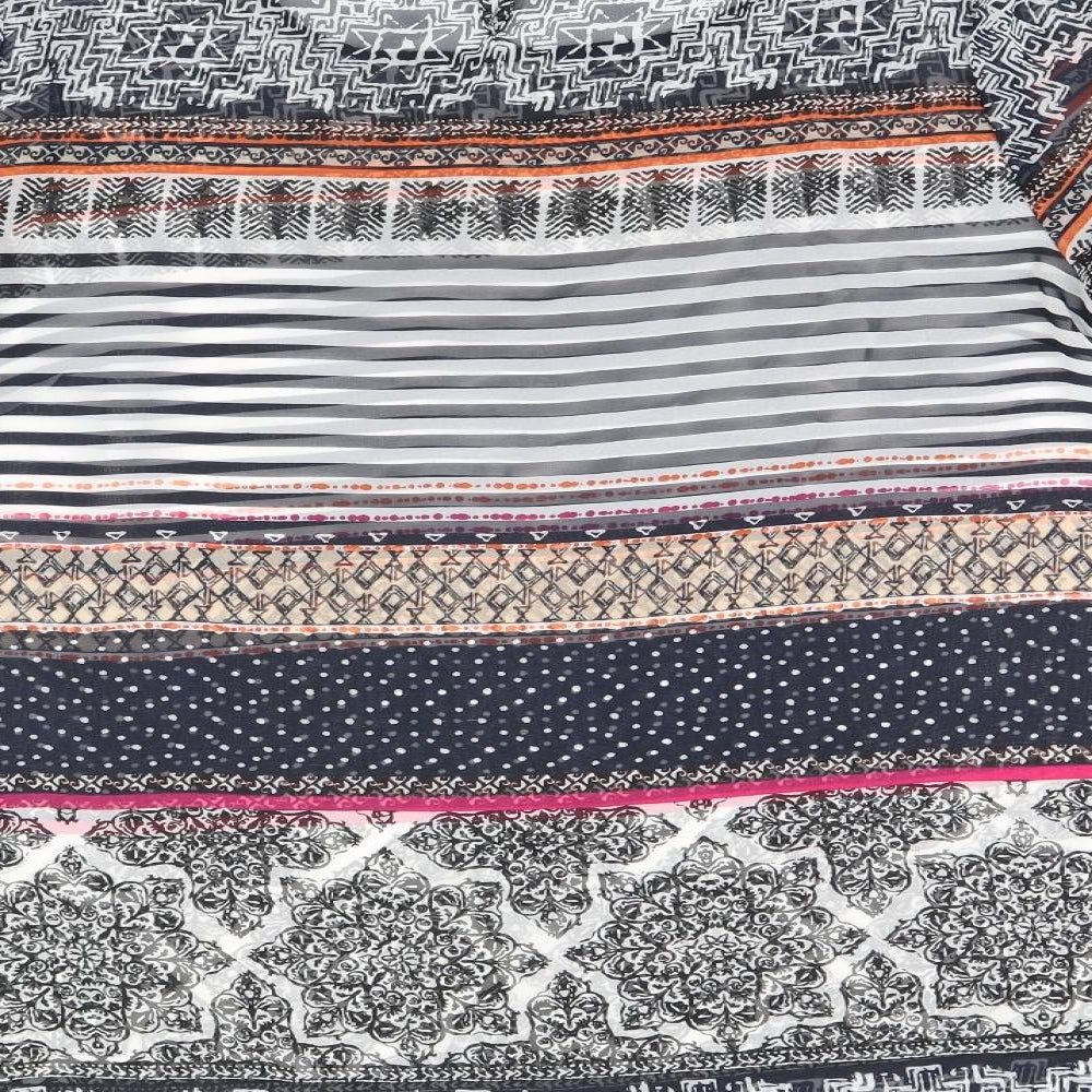 Marks and Spencer Womens Multicoloured Geometric Polyester Basic Blouse Size 14 Boat Neck - Sheer