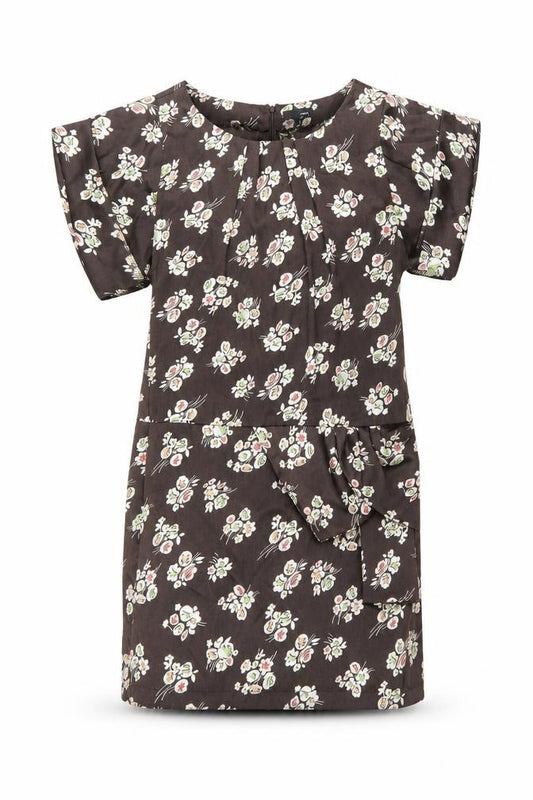 Front view of Next women’s brown floral polyester shift, size UK 12, boat neck zip