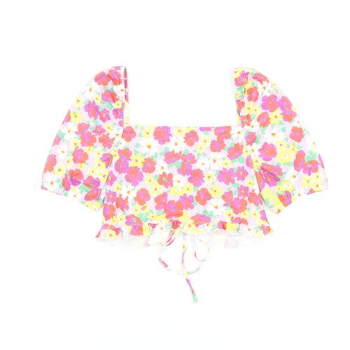 ASOS Womens Multicoloured Floral Polyester Cropped Tank Size 10 Sweetheart - Ruched