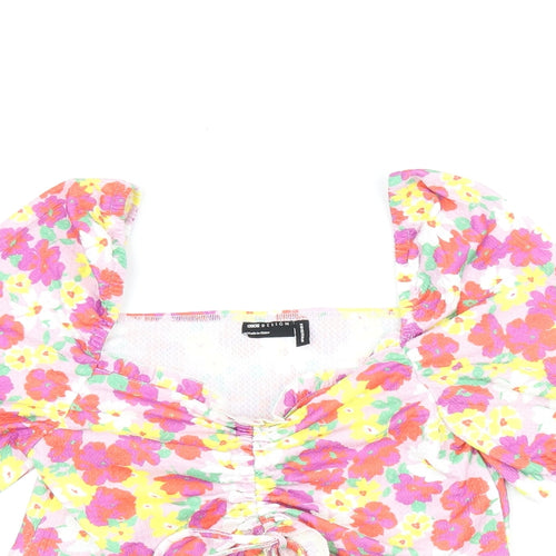 ASOS Womens Multicoloured Floral Polyester Cropped Tank Size 10 Sweetheart - Ruched