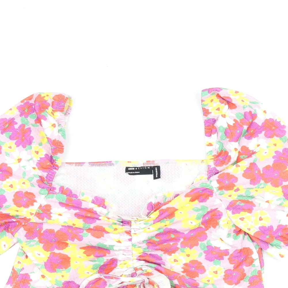 ASOS Womens Multicoloured Floral Polyester Cropped Tank Size 10 Sweetheart - Ruched