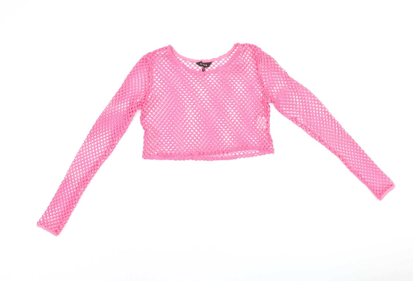 NAANAA Womens Pink Polyester Cropped T-Shirt Size 8 Boat Neck