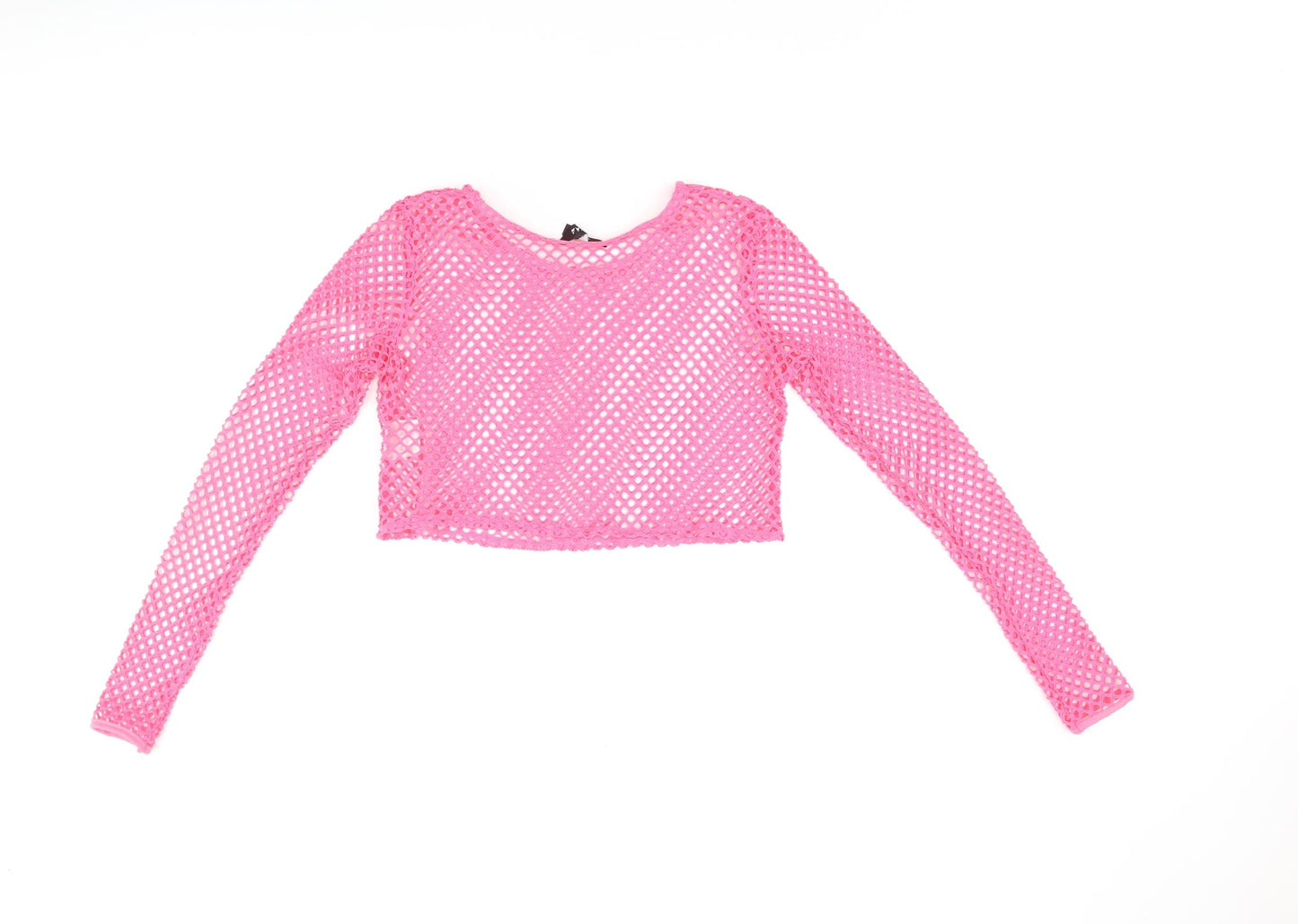NAANAA Womens Pink Polyester Cropped T-Shirt Size 8 Boat Neck