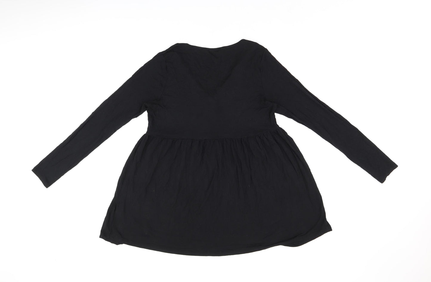 New Look Womens Black Viscose Basic T-Shirt Size 14 V-Neck