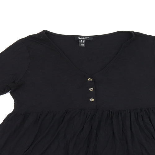 New Look Womens Black Viscose Basic T-Shirt Size 14 V-Neck