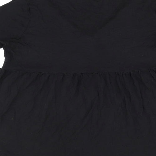 New Look Womens Black Viscose Basic T-Shirt Size 14 V-Neck