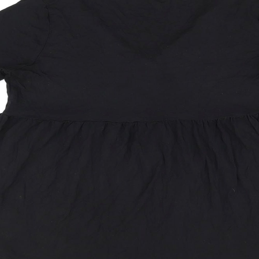 New Look Womens Black Viscose Basic T-Shirt Size 14 V-Neck