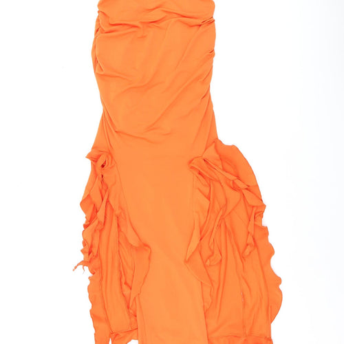 Bershka Womens Orange Polyester Bodycon Size M Off the Shoulder Pullover