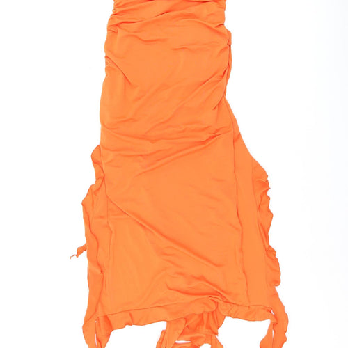 Bershka Womens Orange Polyester Bodycon Size M Off the Shoulder Pullover