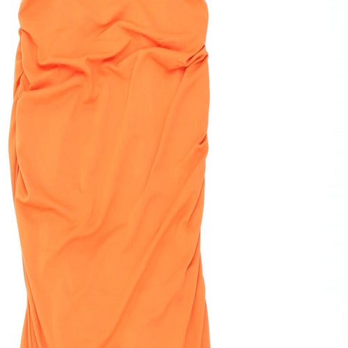 Bershka Womens Orange Polyester Bodycon Size M Off the Shoulder Pullover