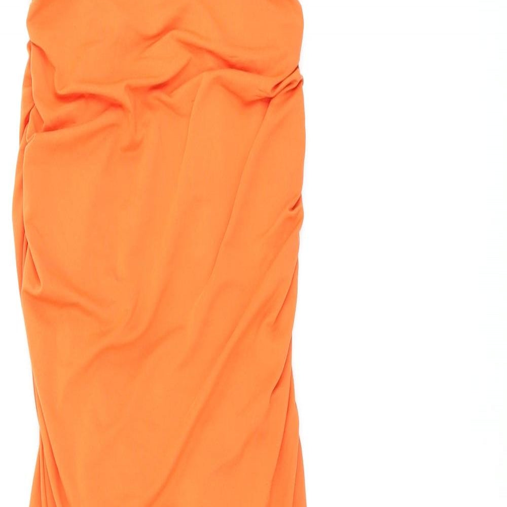 Bershka Womens Orange Polyester Bodycon Size M Off the Shoulder Pullover