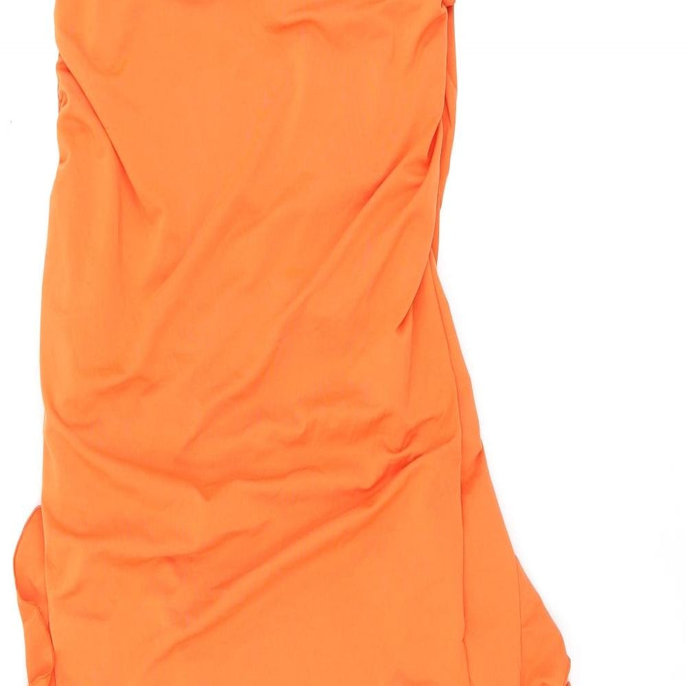 Bershka Womens Orange Polyester Bodycon Size M Off the Shoulder Pullover