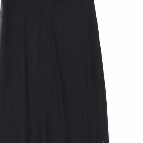 Laura Ryner Womens Black Silk Tank Dress Size 8 Collared Zip - Embellished