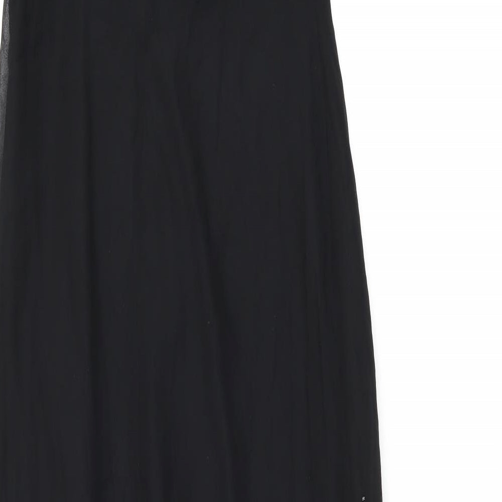 Laura Ryner Womens Black Silk Tank Dress Size 8 Collared Zip - Embellished