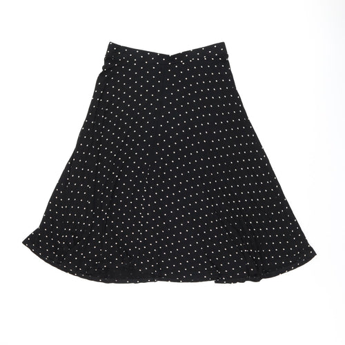 Dorothy Perkins Womens Black Polka Dot Viscose Flare Skirt Size 14