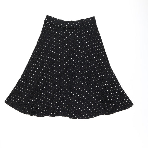 Dorothy Perkins Womens Black Polka Dot Viscose Flare Skirt Size 14