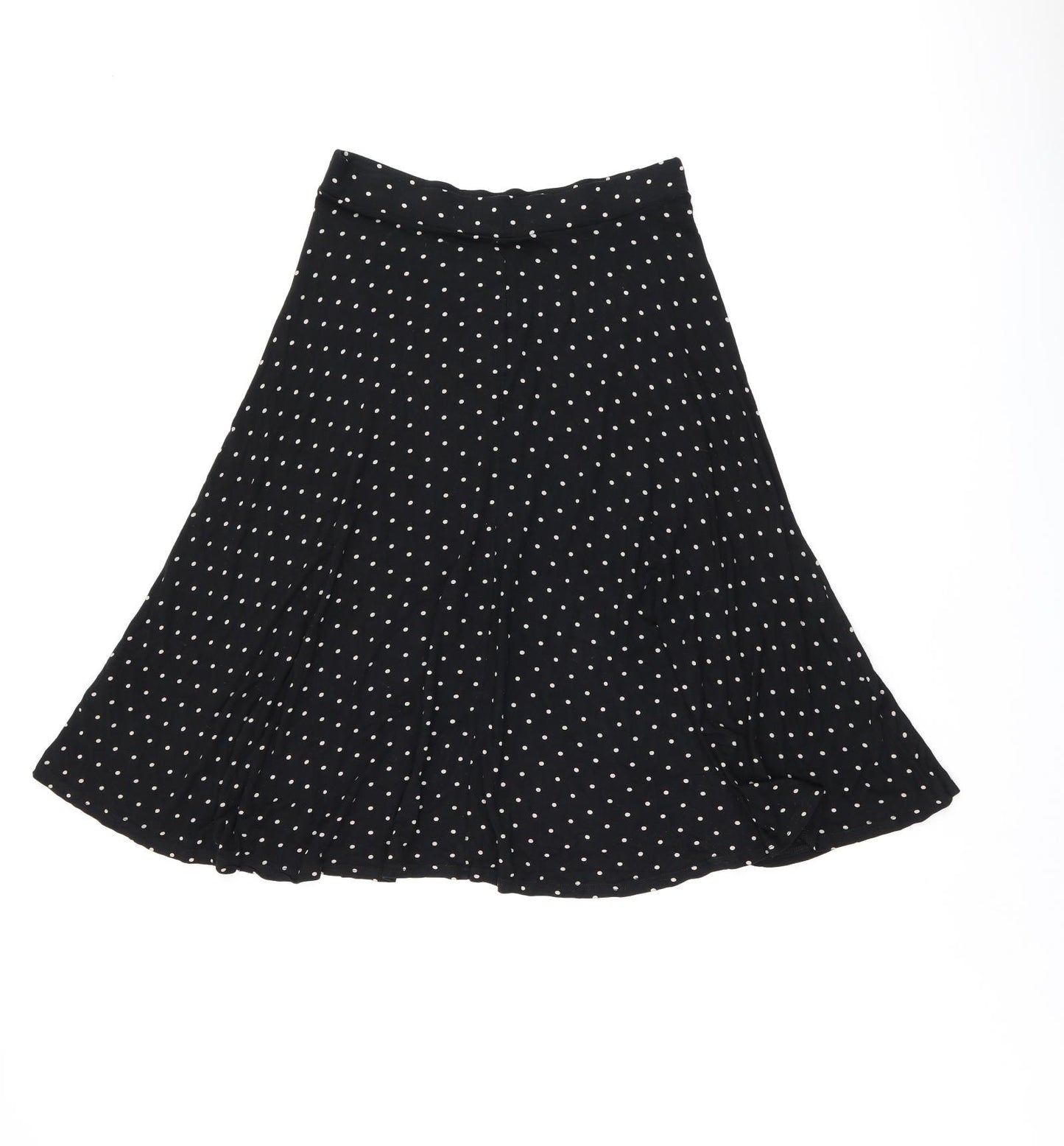 Dorothy Perkins Womens Black Polka Dot Viscose Flare Skirt Size 14