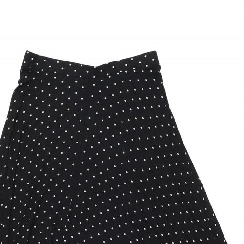 Dorothy Perkins Womens Black Polka Dot Viscose Flare Skirt Size 14
