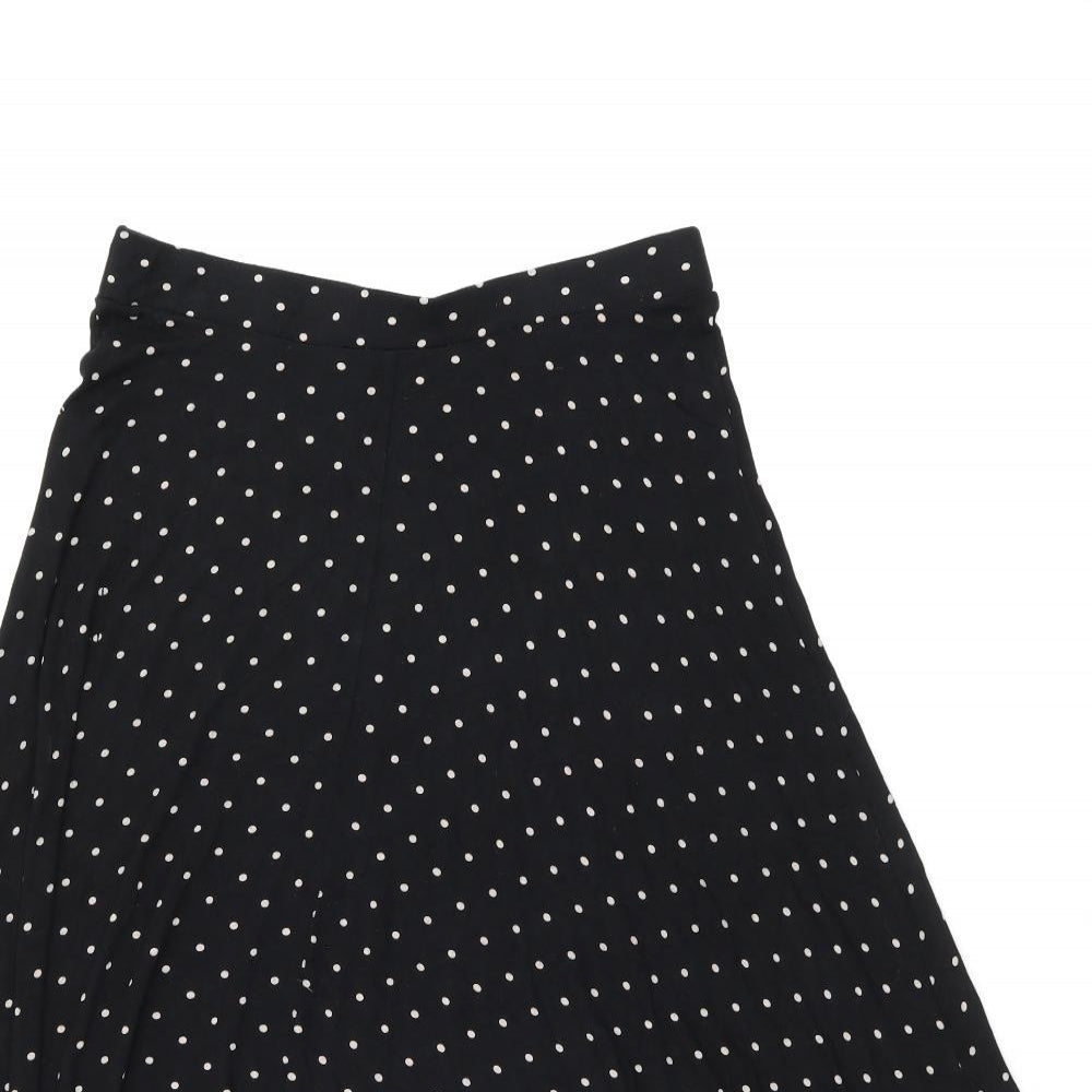 Dorothy Perkins Womens Black Polka Dot Viscose Flare Skirt Size 14