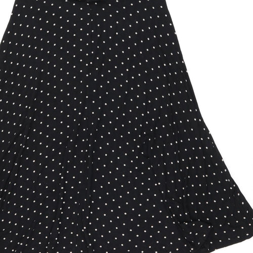 Dorothy Perkins Womens Black Polka Dot Viscose Flare Skirt Size 14