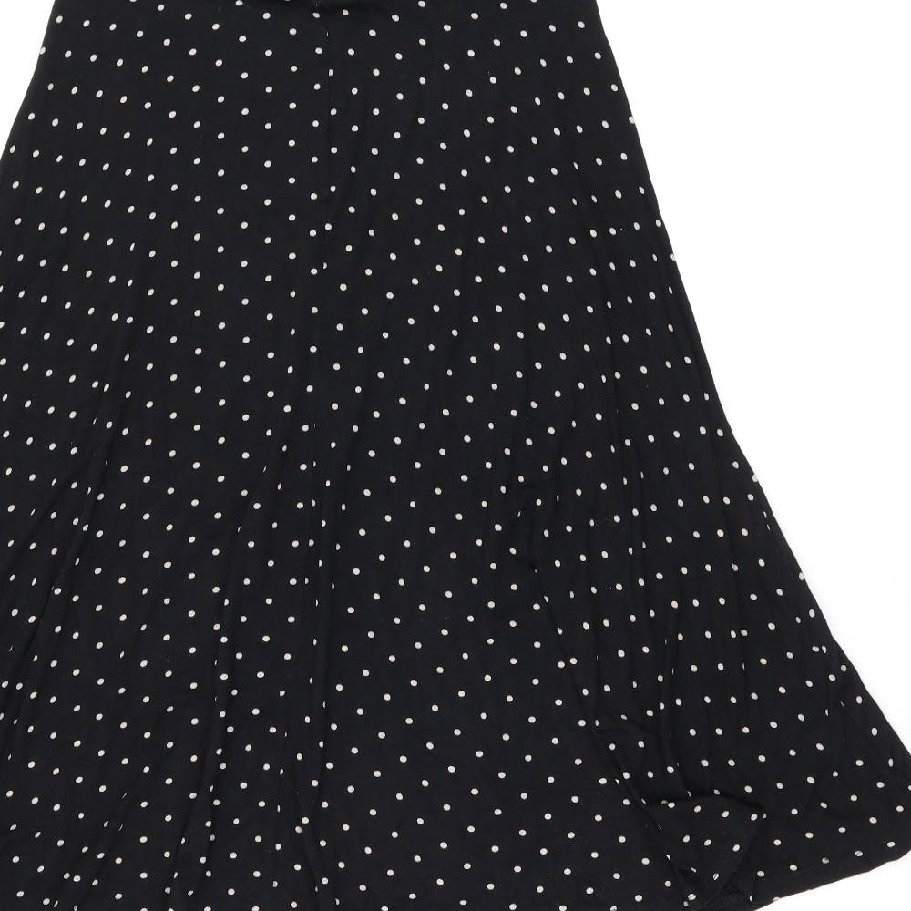 Dorothy Perkins Womens Black Polka Dot Viscose Flare Skirt Size 14