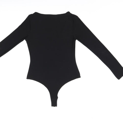 PRETTYLITTLETHING Womens Black Polyester Bodysuit One-Piece Size 8 Snap