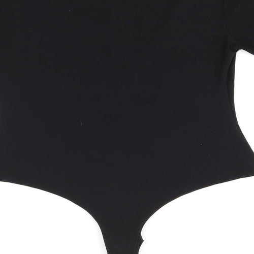 PRETTYLITTLETHING Womens Black Polyester Bodysuit One-Piece Size 8 Snap