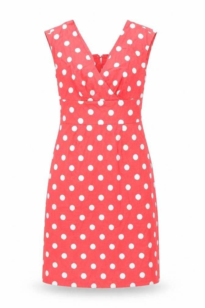 Joule Lifestyle Womens Red Polka Dot Cotton Shift Size 8 V-Neck Zip