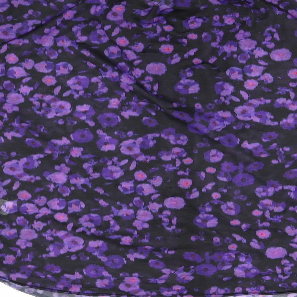 Great Plains London Womens Black Floral Polyester Basic Button-Up Size M Round Neck - Sheer
