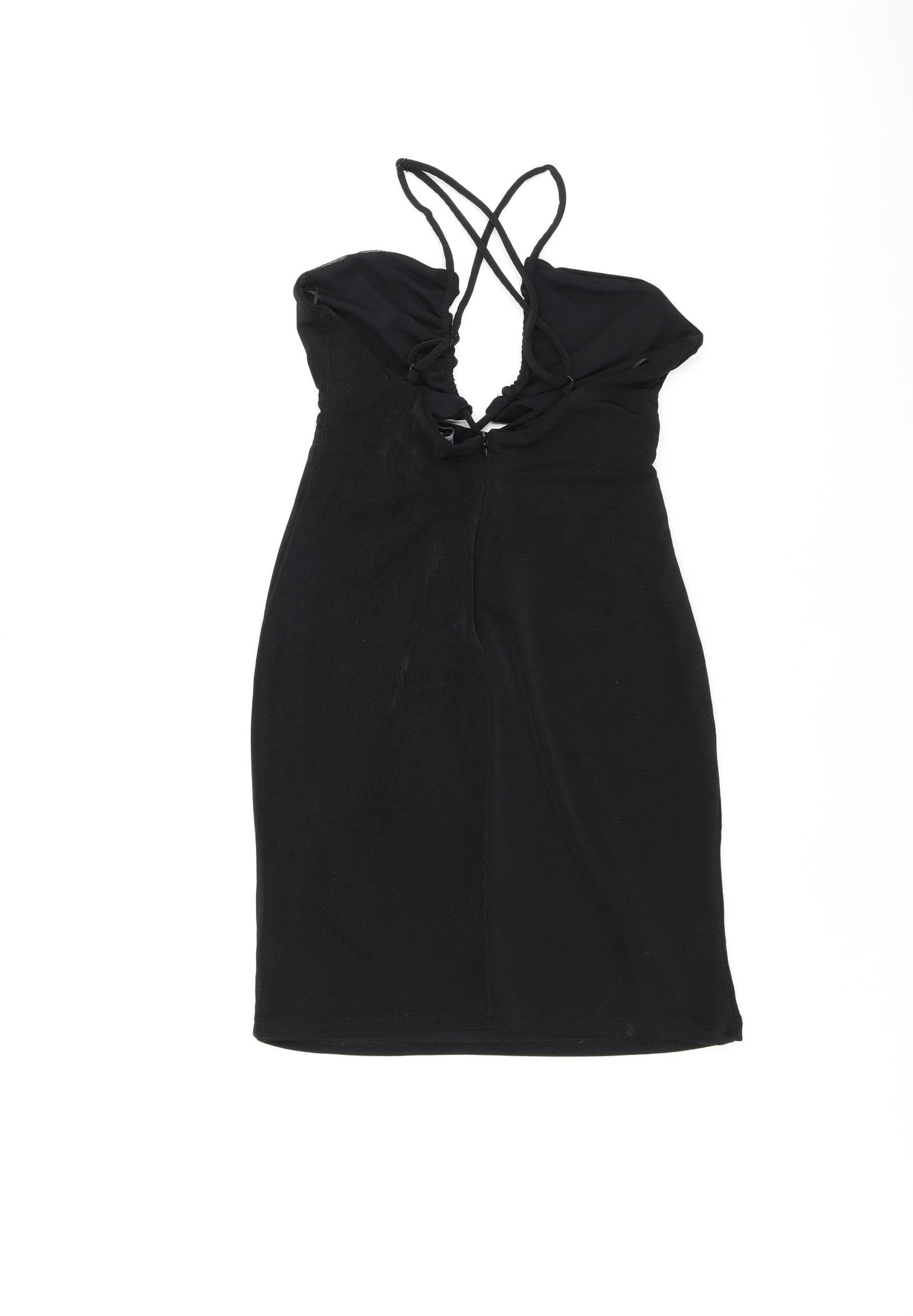 Bershka Womens Black Polyester Mini Size XL V-Neck Pullover - Keyhole Neck