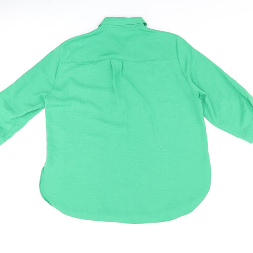 M&Co Womens Green Polyester Basic Button-Up Size 18 Collared