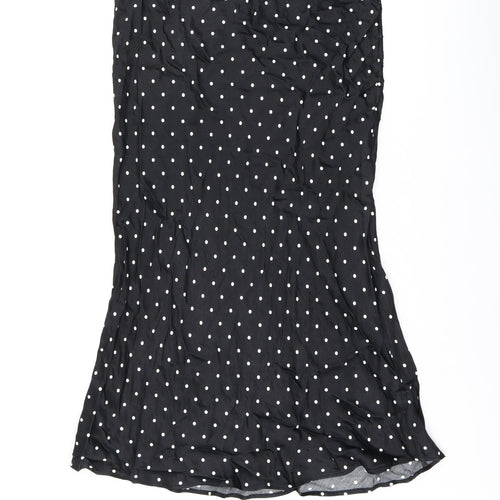 H&M Womens Black Polka Dot Viscose Flare Skirt Size L