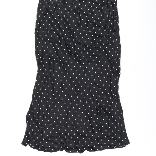 H&M Womens Black Polka Dot Viscose Flare Skirt Size L
