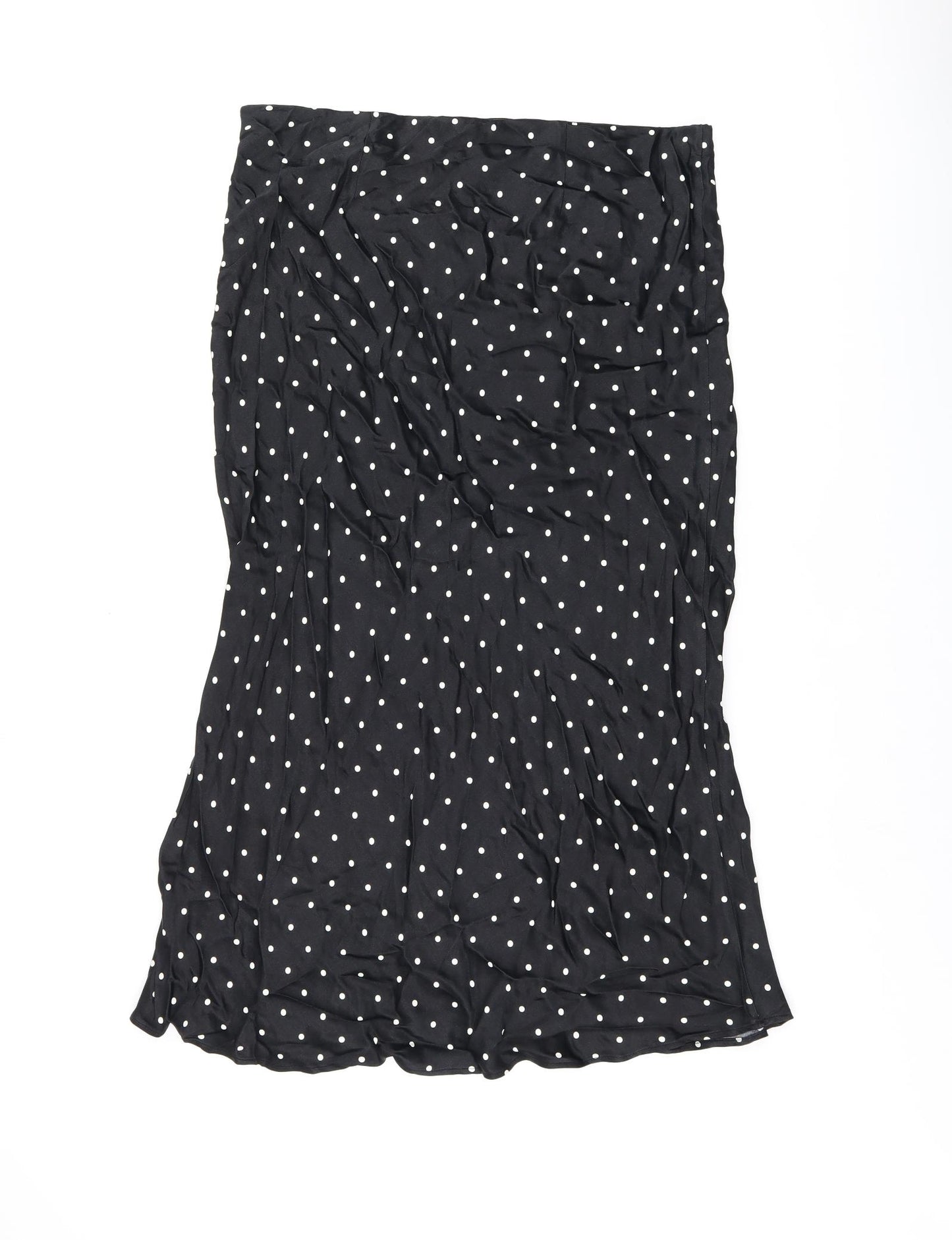 H&M Womens Black Polka Dot Viscose Flare Skirt Size L