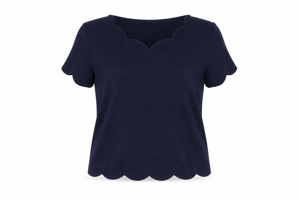 Monteau Womens Blue Polyester Basic T-Shirt Size XL V-Neck