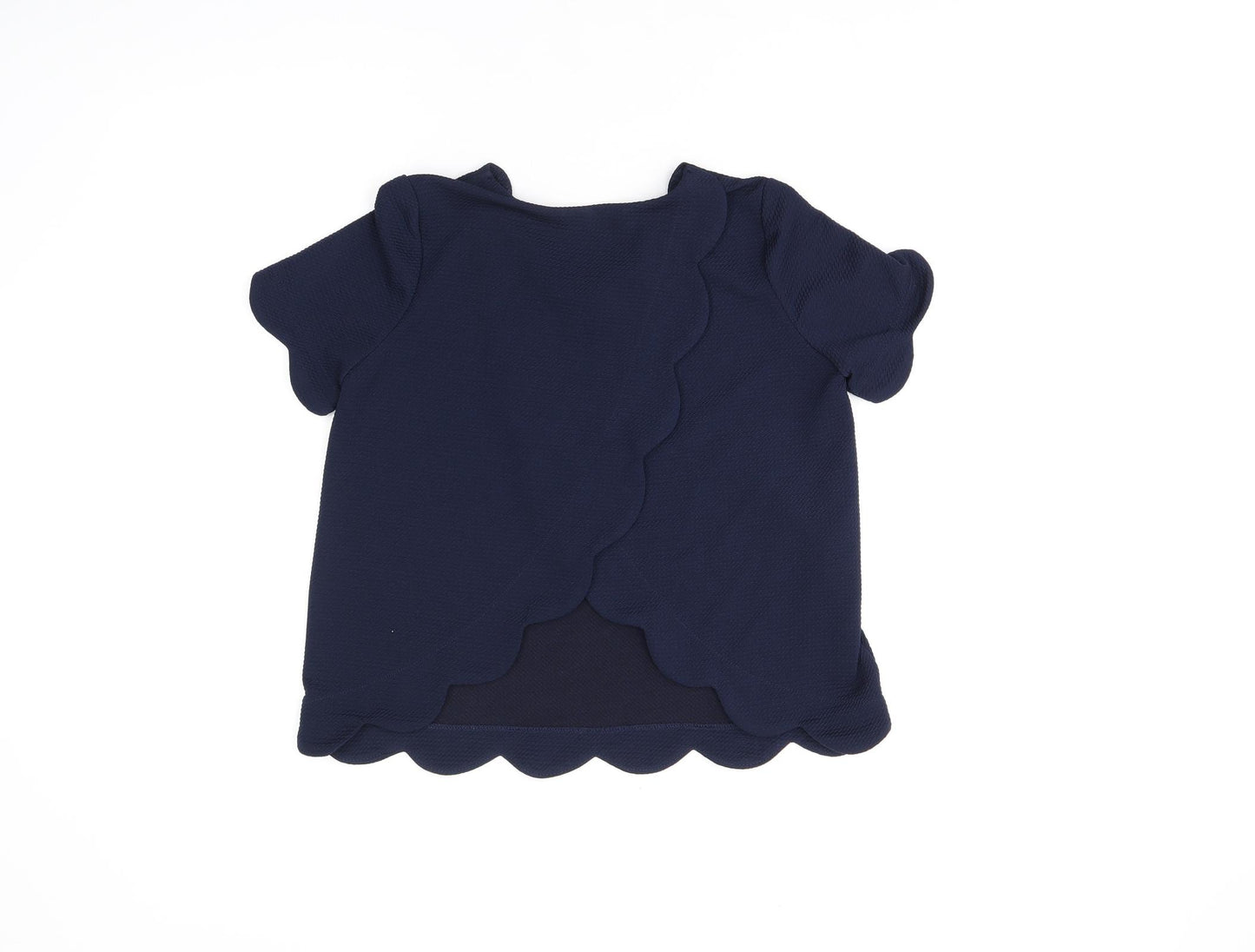 Monteau Womens Blue Polyester Basic T-Shirt Size XL V-Neck